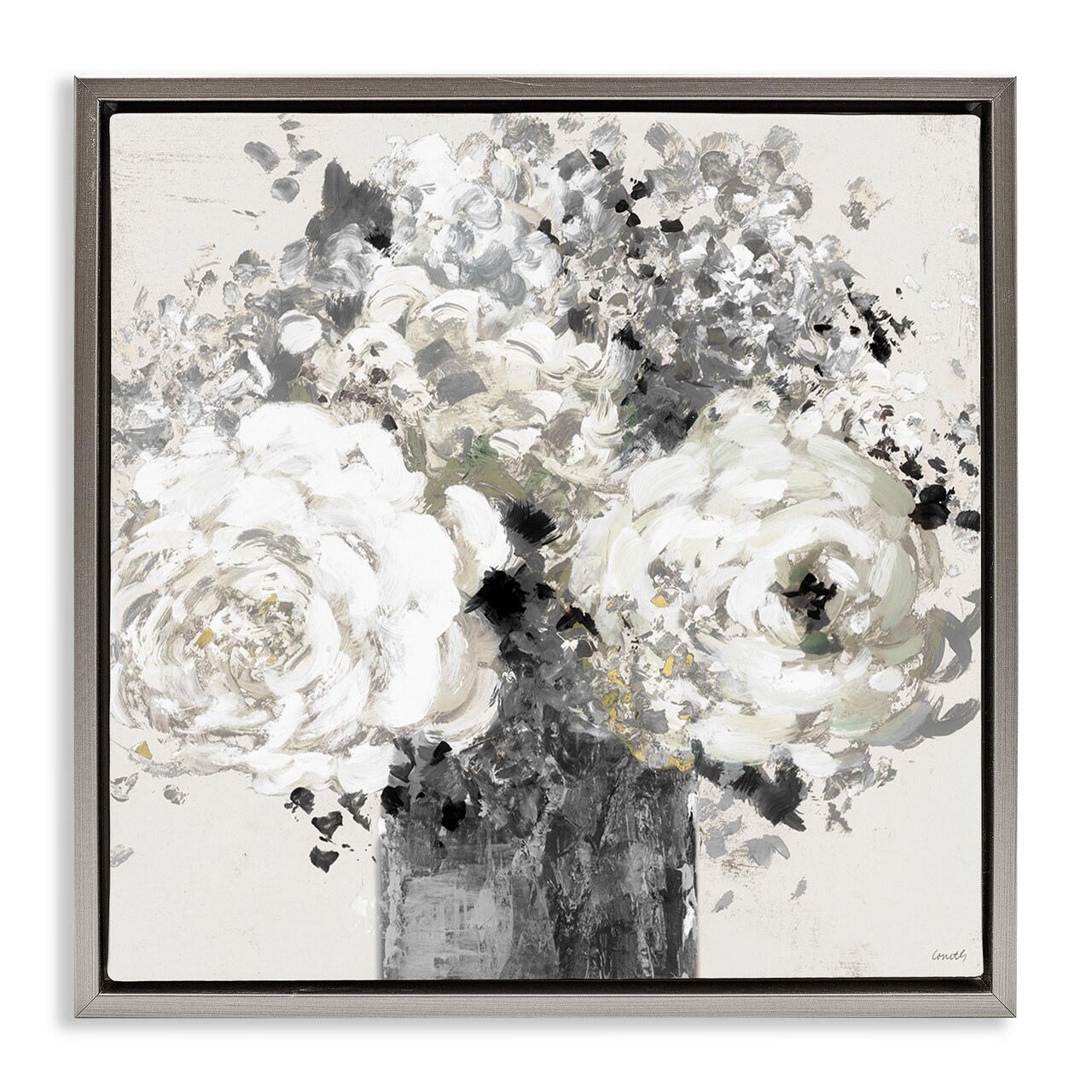 Stupell Industries Bold Abstract Floral Arrangement Framed Floater Canvas Wall Art
